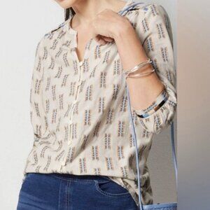 J.Jill PureJill Button Front  Cotton Blend Embroidered Blouse